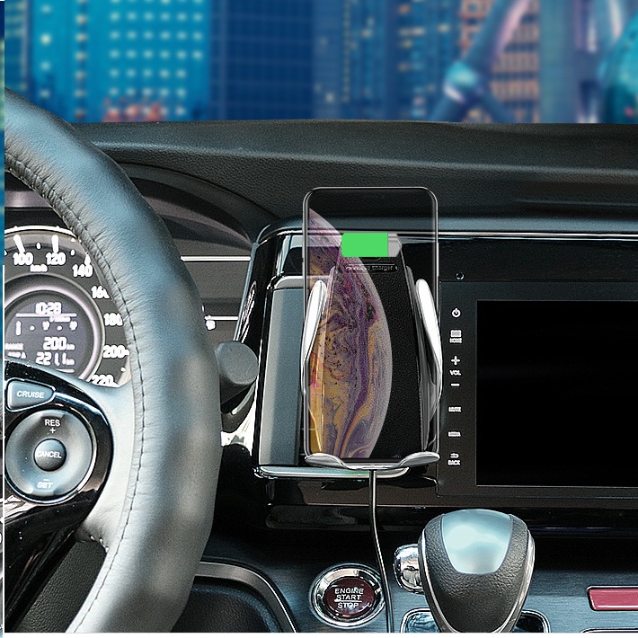 Giá đỡ, kẹp, sạc điện thoại không dây tích hợp cảm biến tự động đóng mở trên xe hơi, ô tô