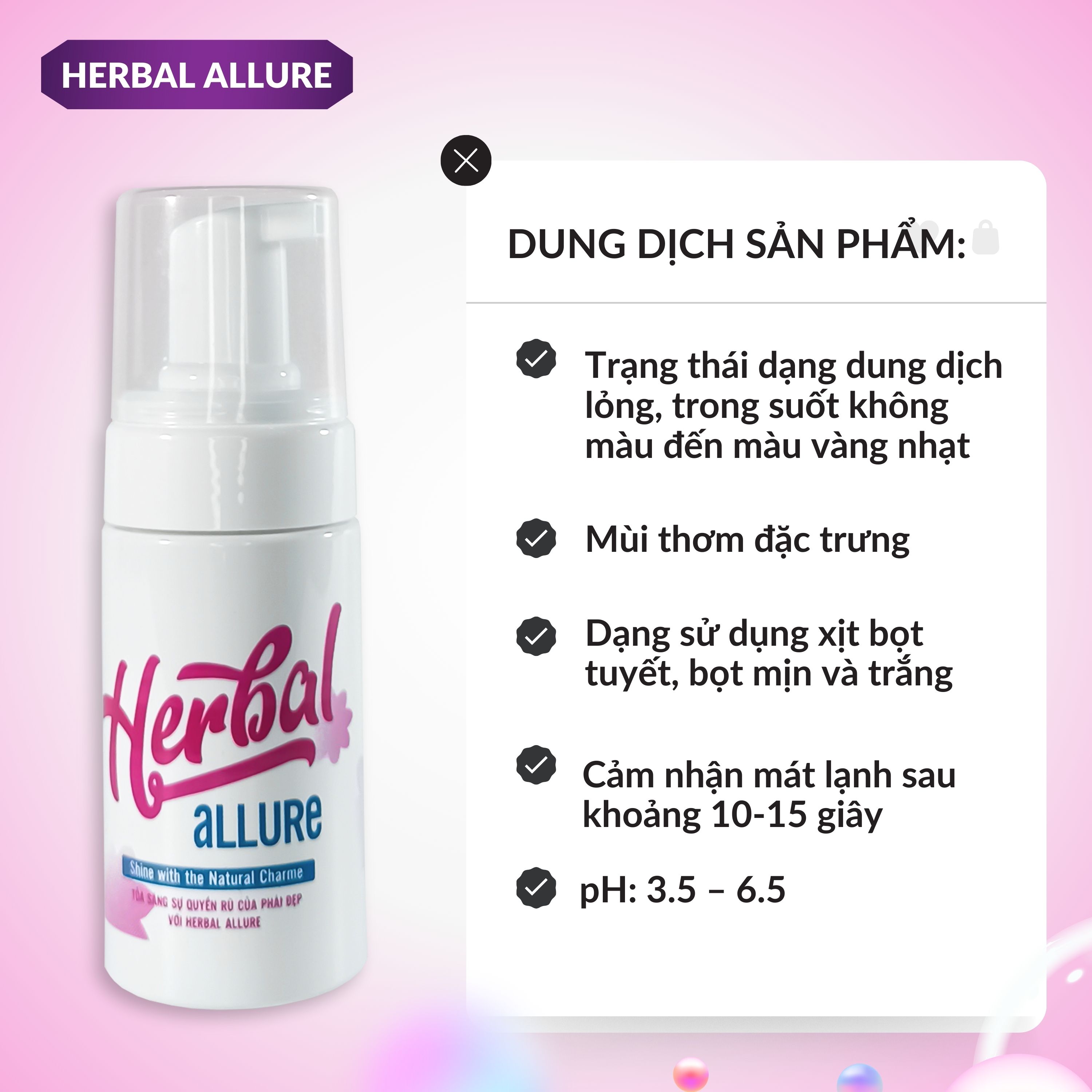 HERBAL ALLURE GIANG'S Dung Dịch Vệ Sinh Phụ Nữ Khử Mùi Công Nghệ Mới, Giúp Căn Bằng pH, Ngăn Ngừa Nấm Ngứa, Giúp Cô Bé Khỏe Sạch Và Thơm Chai 100ml