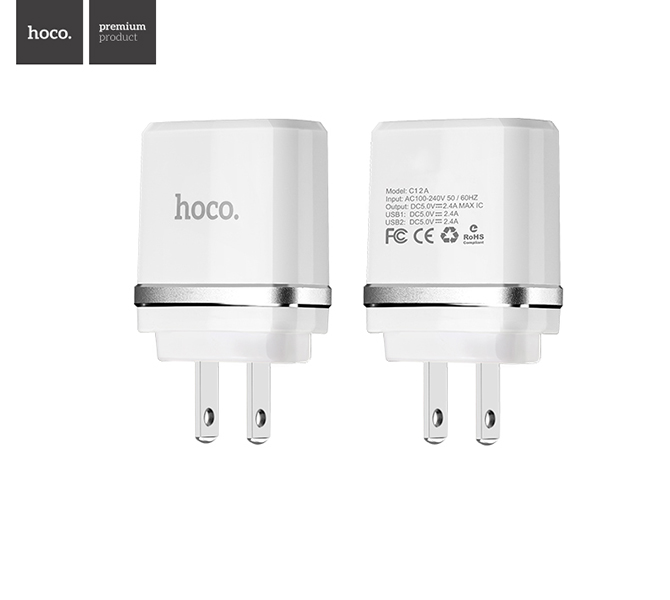 Bộ Sạc Điện Thoại MicroUSB HOCO C12A - Trắng - Hàng Chính Hãng