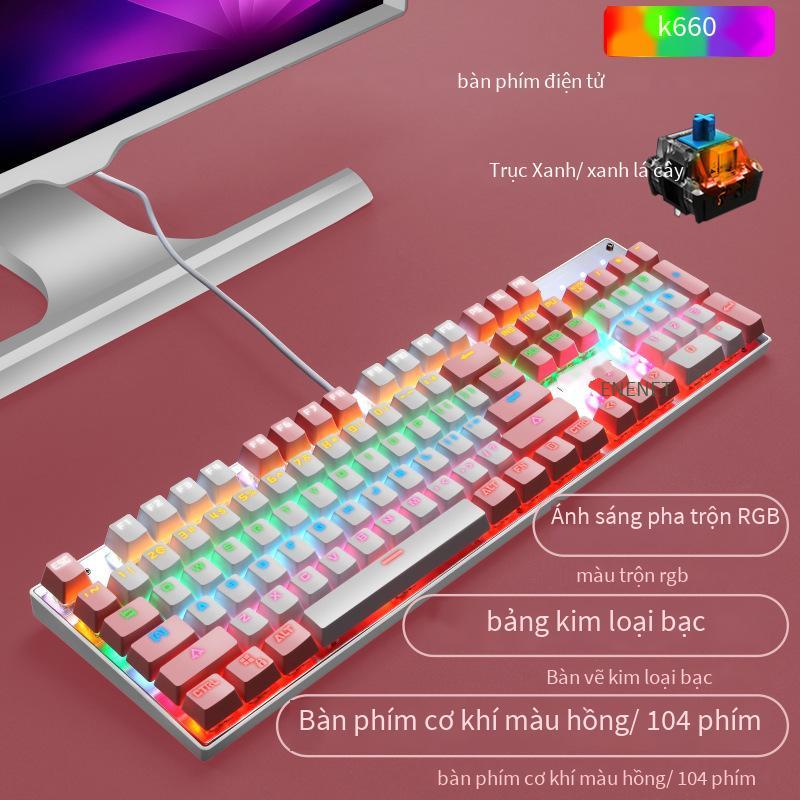 Phong Cách Mới Nhất Crack K660 Thực Bàn Phím Cơ USB Trò Chơi Có Dây Dạ Quang RGB Máy Tính Trục Xanh Bàn Phím Cơ ebay