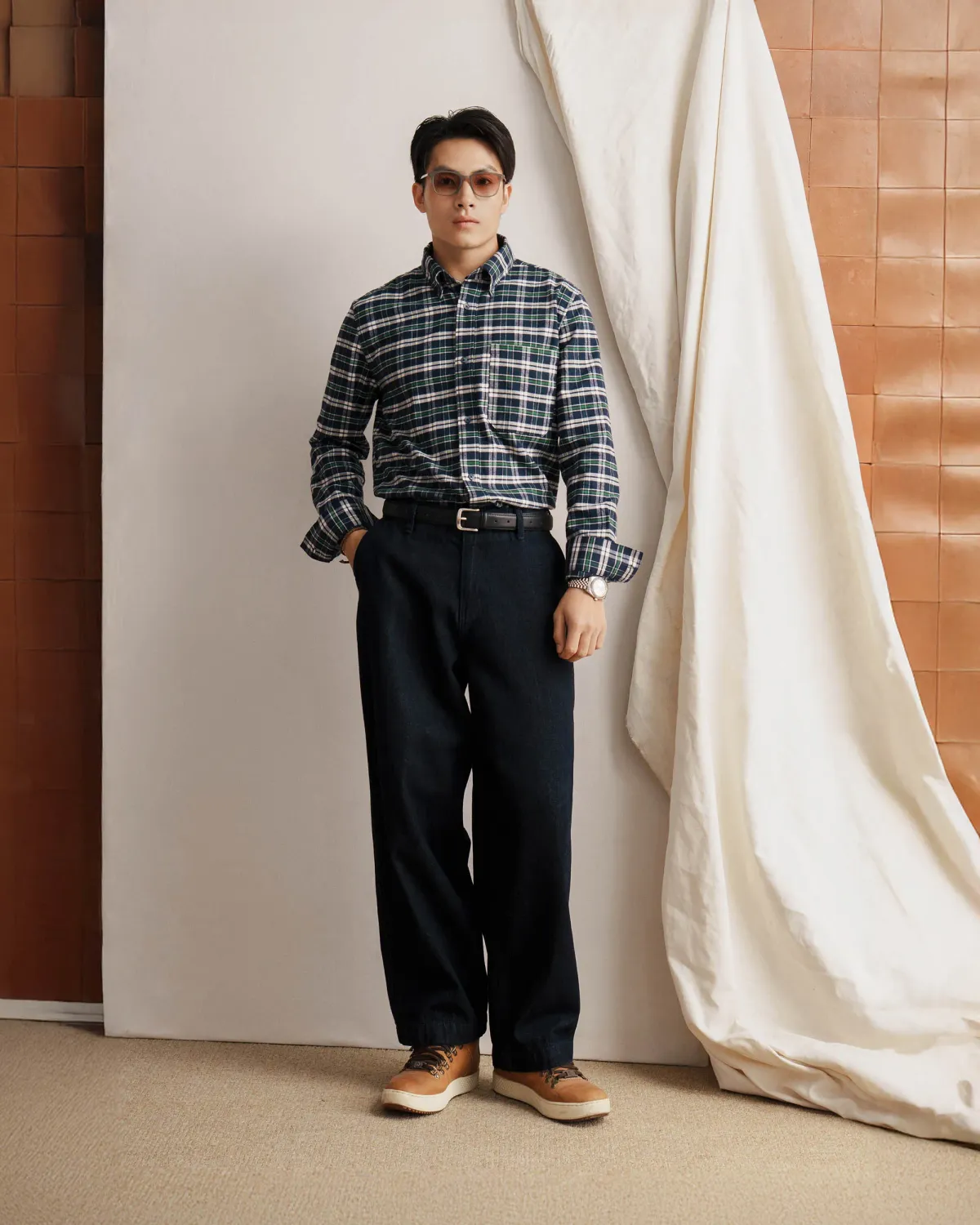 Áo sơ mi caro nam vải flannel. Fitted - ROUTINE 10F25SHL001