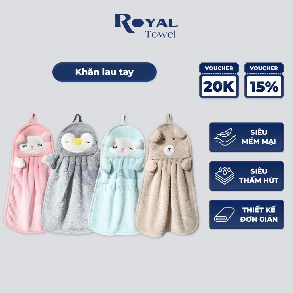 Khăn lau tay nhà bếp phòng tắm treo tường Royal Towel thấm hút nhanh nhiều màu sắc dễ thương có móc treo cho gia đình