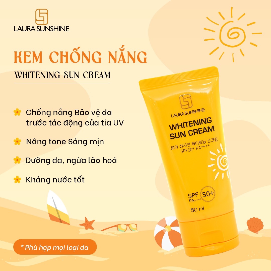 Kem chống nắng trắng da Nhật Kim Anh - Laura Sunshine Whitening Sun Cream SPF50+ PA+++ 50ml