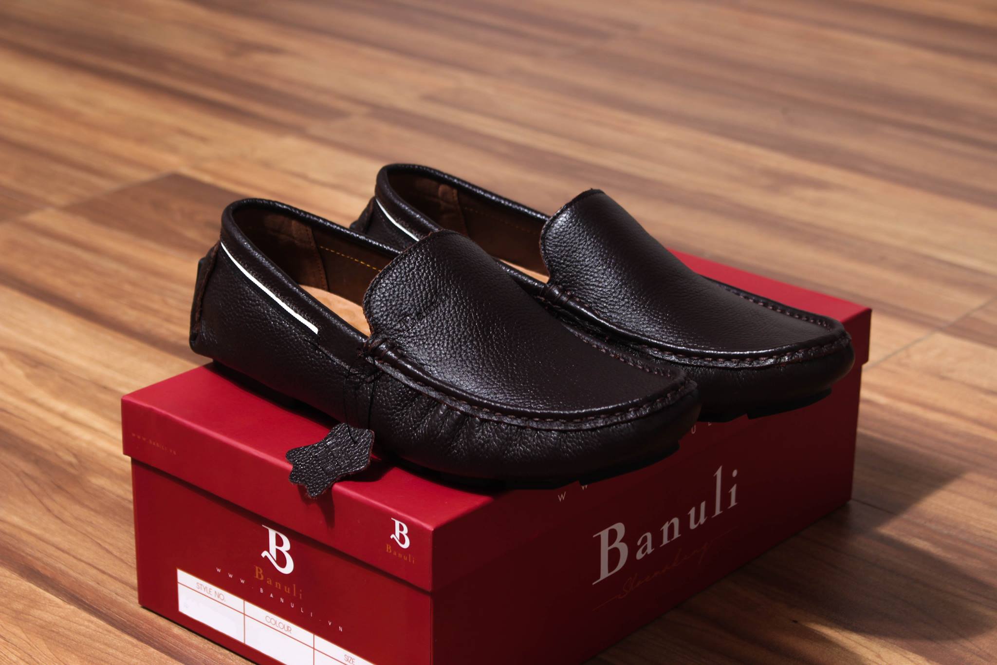 Giày Lười Da Nam BANULI C6ML1T0 - Da Bò Tumbled Siêu Mềm, Đế Khâu Moccasin Siêu Nhẹ