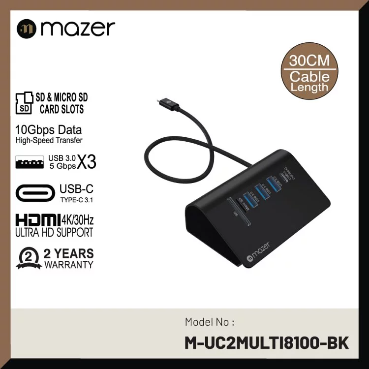 Cổng Chuyển Đổi Mazer Infinite Multimedia Pro Desk Hub 8100 (7-in-1) - hàng chính hãng
