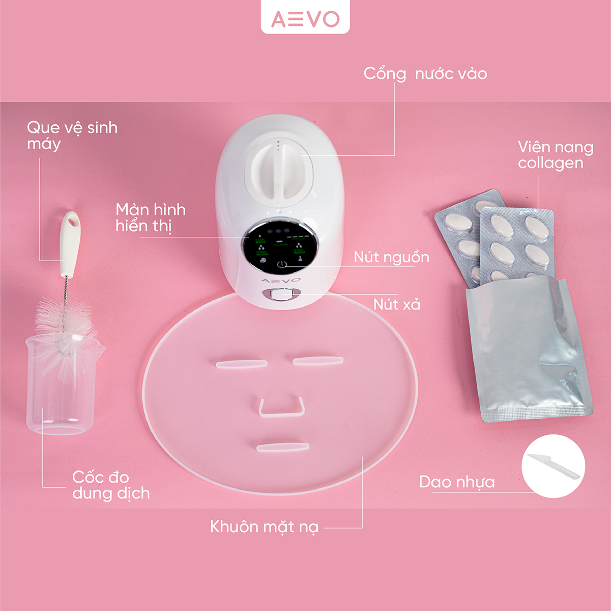 Máy Làm Mặt Nạ Từ Trái Cây Và Collagen AEVO Mask Maker, Máy Làm Mặt Nạ Đắp Mặt Tự Động Ở Nhà Mask Machine