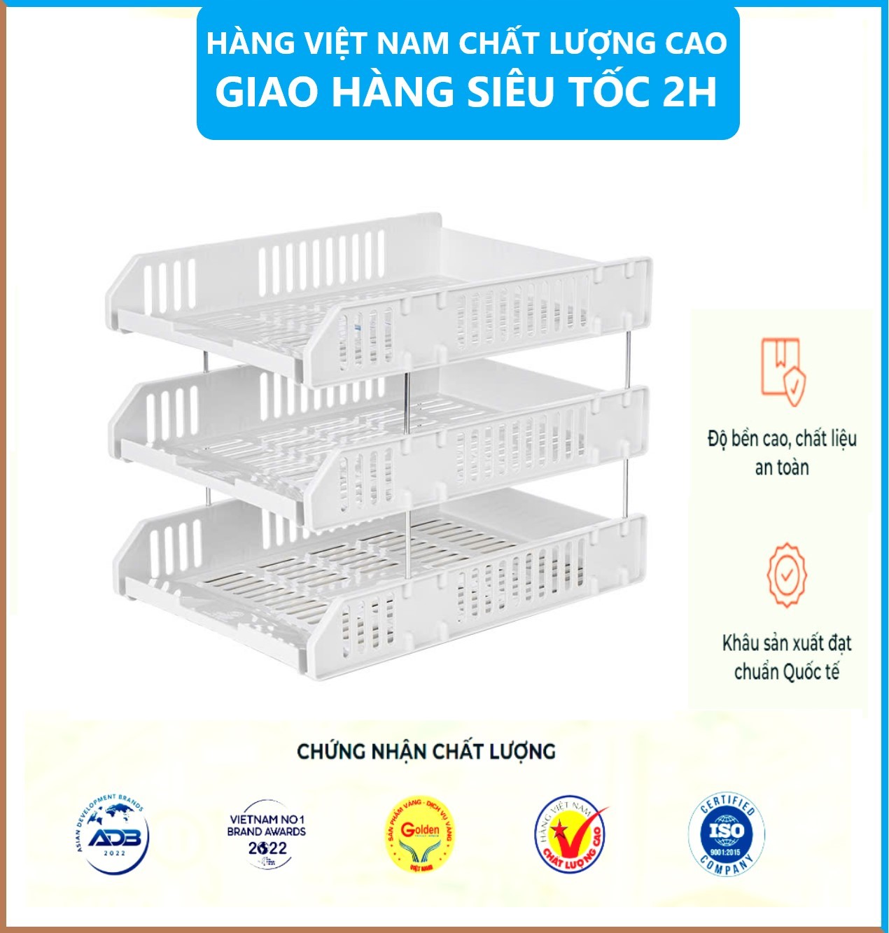 Khay Đựng Tài Liệu 3 Tầng 5683, Kệ Đựng Tài Liệu Văn Phòng Cao Cấp, Khay A4 nhiều ngăn tiện dụng - Hàng Việt Nam