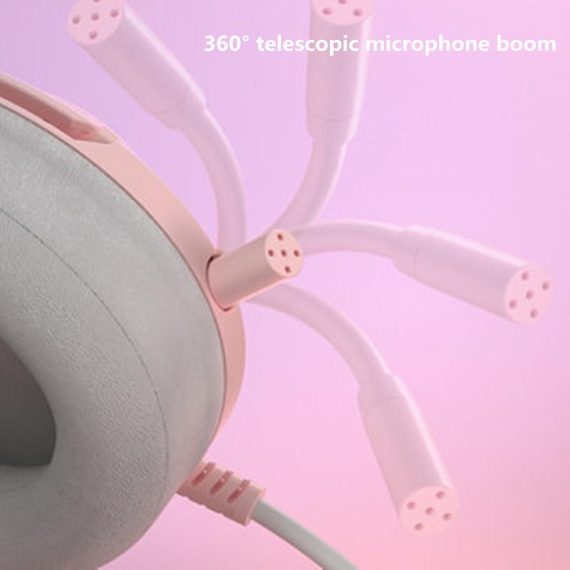 Mới K9 Hồng Chơi Game Có Dây Tai Nghe Tai Mèo Tai Nghe Có Micro HiFi 7.1 Kênh Chơi Game Âm Nhạc Tai Nghe Cho Máy Tính Xách Tay