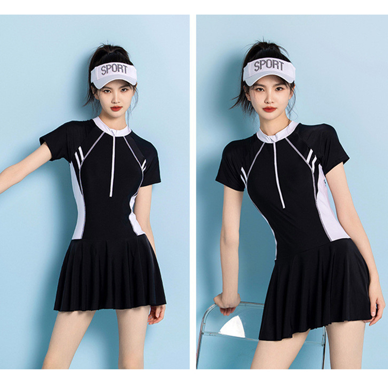 Đồ bơi nữ một mảnh kín đáo che bụng vải mềm mại co giãn 4 chiều, Bikini liền thân dạng váy