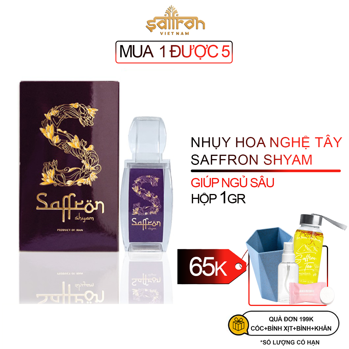 Combo Nhụy Hoa Nghệ Tây SAFFRON SHYAM hộp 1GR x2 hộp