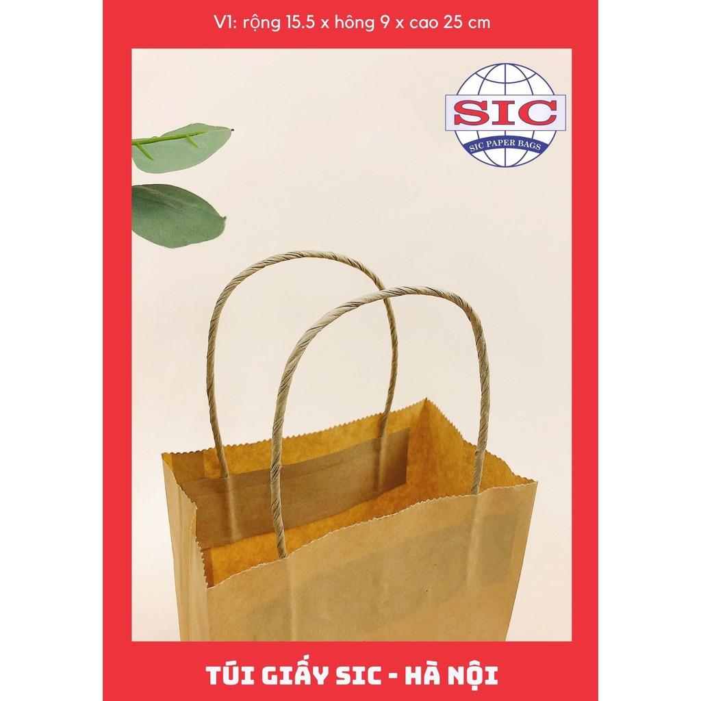 10 CHIẾC TÚI GIẤY KRAFT V1: 15.5x9x25 CÓ QUAI