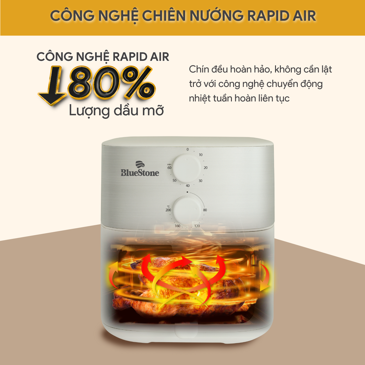Nồi Chiên Không Dầu BlueStone AFB-5853 7 Lít 1500W - Hàng Chính Hãng