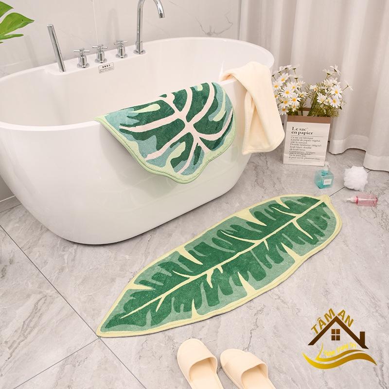 Thảm Chùi Chân Sợi Microfiber Siêu Thấm Hút Hình Chiếc Lá Dễ Thương Cho Bé