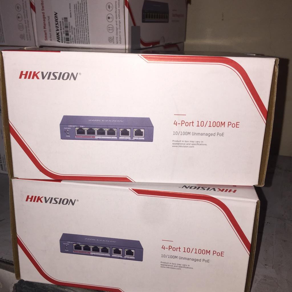 Switch Mạng Thông Minh 4 Cổng PoE HIKVISION.chuẩn IEEE 802.3af/at,Chống sét 6KV,Vỏ kim loại,khoảng cách Tối đa 300m - Hàng Chính Hãng