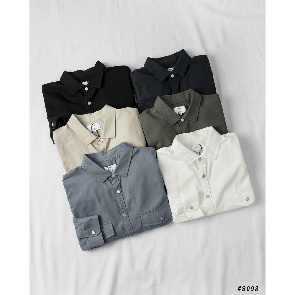 Áo Sơ Mi Nam Cao Cấp DENIMST S098 Chất Cotton Kaki Dáng Suông