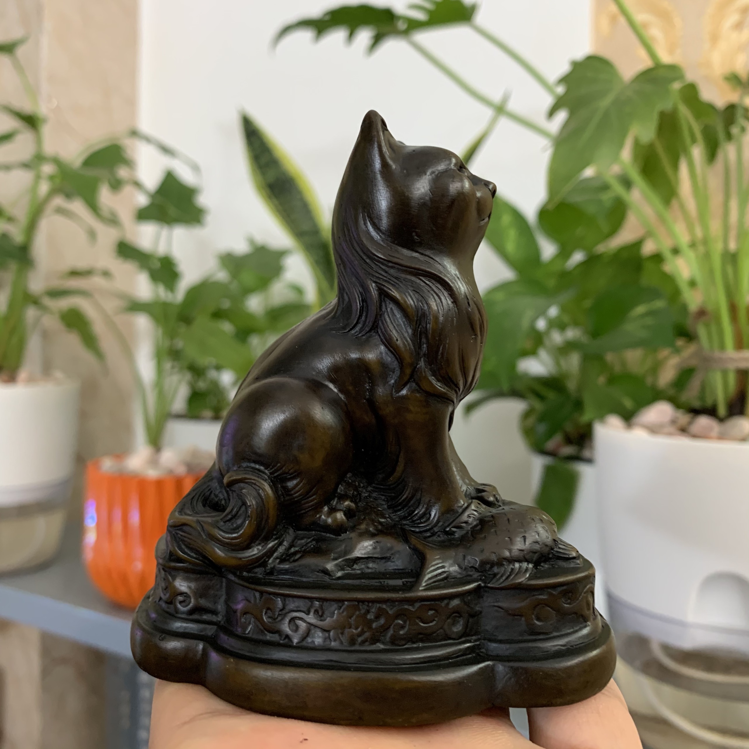 Tượng Đá Trang Trí Mèo Phong Thủy - Đá Màu