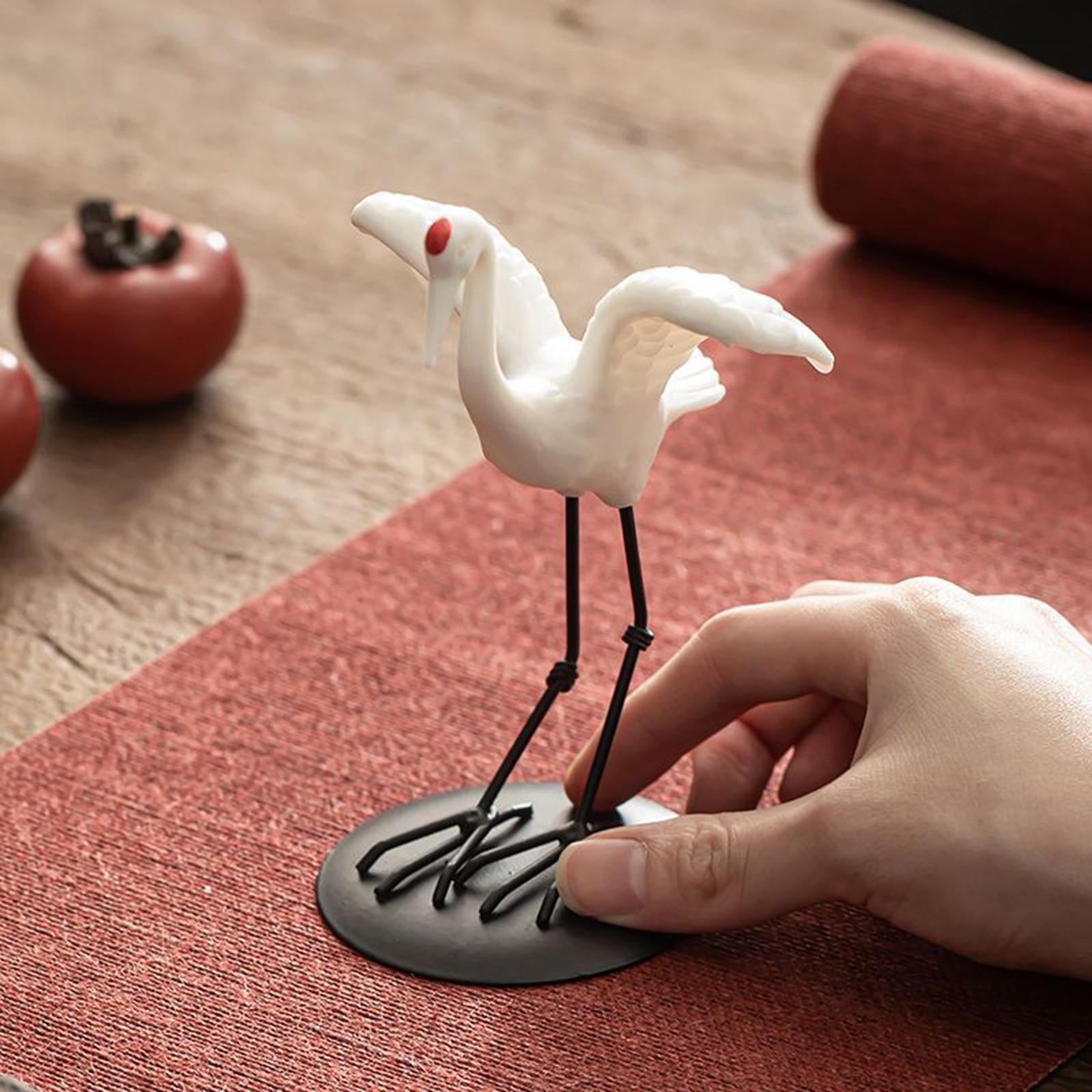 Crane Statue Sculpture Animal Bird Ornament for Bedroom Shelves Living Room Gift