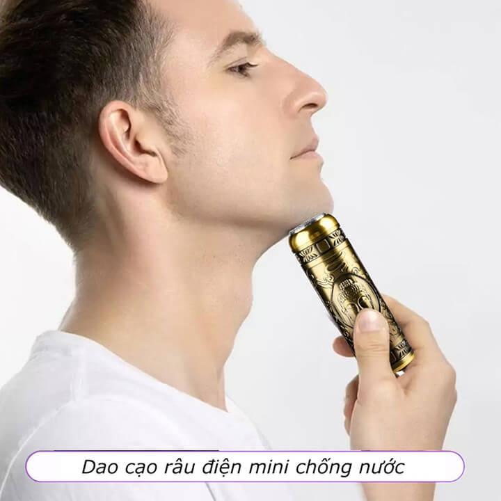 Máy Cạo Râu Mini Vỏ Đồng Đa Năng, Cạo Lông Khô Siêu Nhanh, Pin Sạc USB, Êm Ái, Nhỏ Gọn Dễ Mang Theo