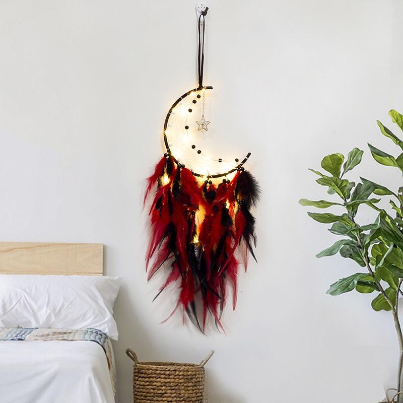 Bùa bắt giấc mơ, dreamcatcher , chuông gió trang trí gắn lông vũ trang trí ( full màu )