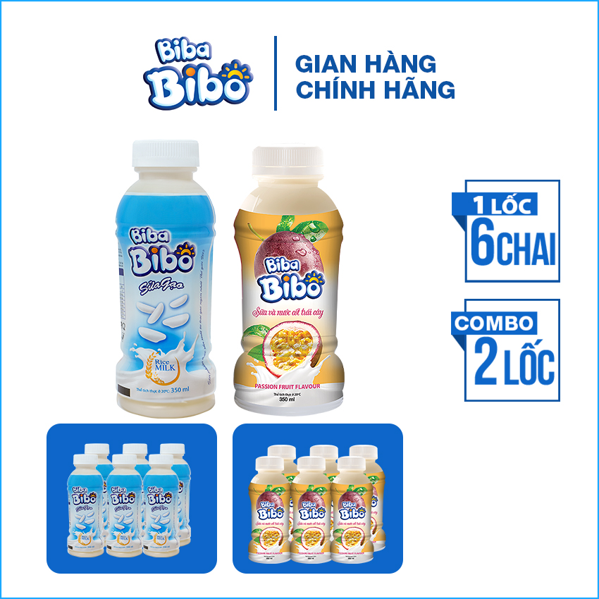 [Combo 12 chai 350ml] Bibabibo sữa Gạo, sữa Chanh Dây (Chanh Leo), sữa hạt, sữa thực vật, sữa trái cây, tốt cho miễn dịch, giảm cân, da, tim mạch, tiêu hóa