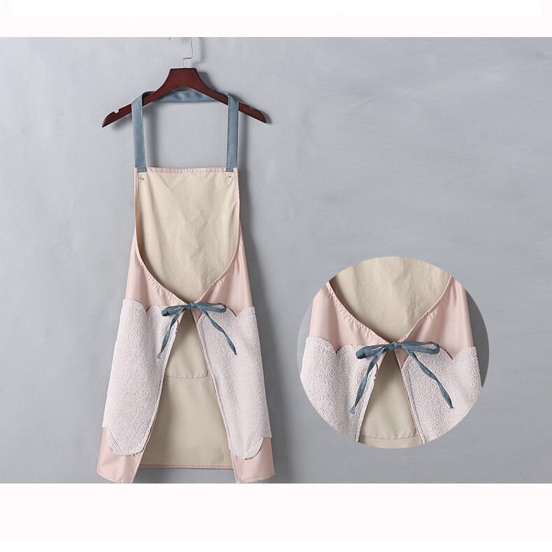 Tạp dề nhà bếp tiện lợi chống nước, chống dầu, có phần lau tay họa tiết tai thỏ, kích thước 90 * 70 cm, tạp dề hoa thỏ kiêm luôn chỗ lau tay xịn xò, chống nước-TGTT