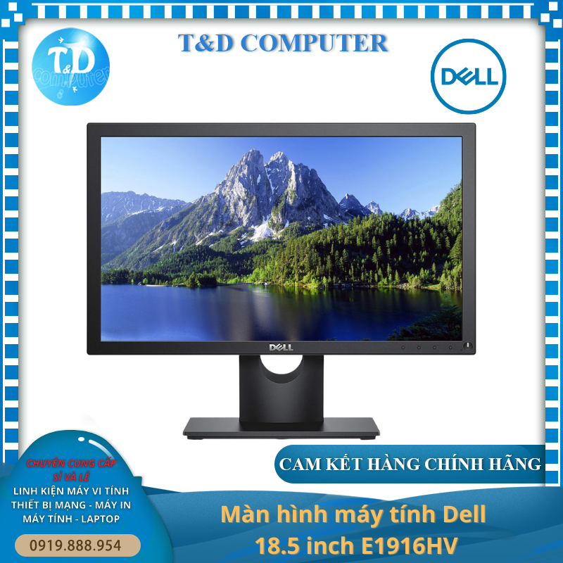 Màn hình máy tính Dell 18.5 inch E1916HV (18.5&quot; HD 60Hz, VGA) - Hàng chính hãng FPT phân phối