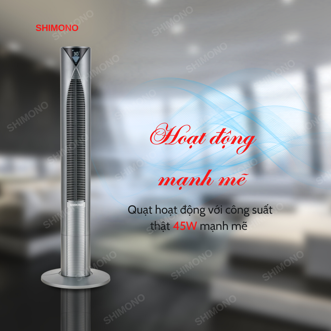 Quạt Tháp SHIMONO SM-TF46TR Kiểu Dáng Sang Trọng Màn Hình Hiển Thị Nhiệt Độ Phòng BH 12 Tháng Hàng Chính Hãng
