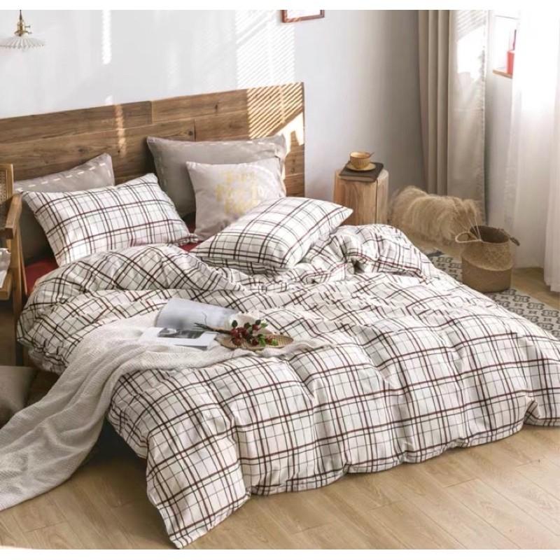 Set Ga Gối Cotton Tici Kẻ Hàng Nhập Khẩu Cao Cấp 4 Món