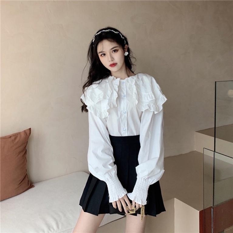 Áo Sơmi Cổ Bèo Tay Phồng Tiểu Thư Tay Bo Chun đi làm đi chơi_484 ESHOP
