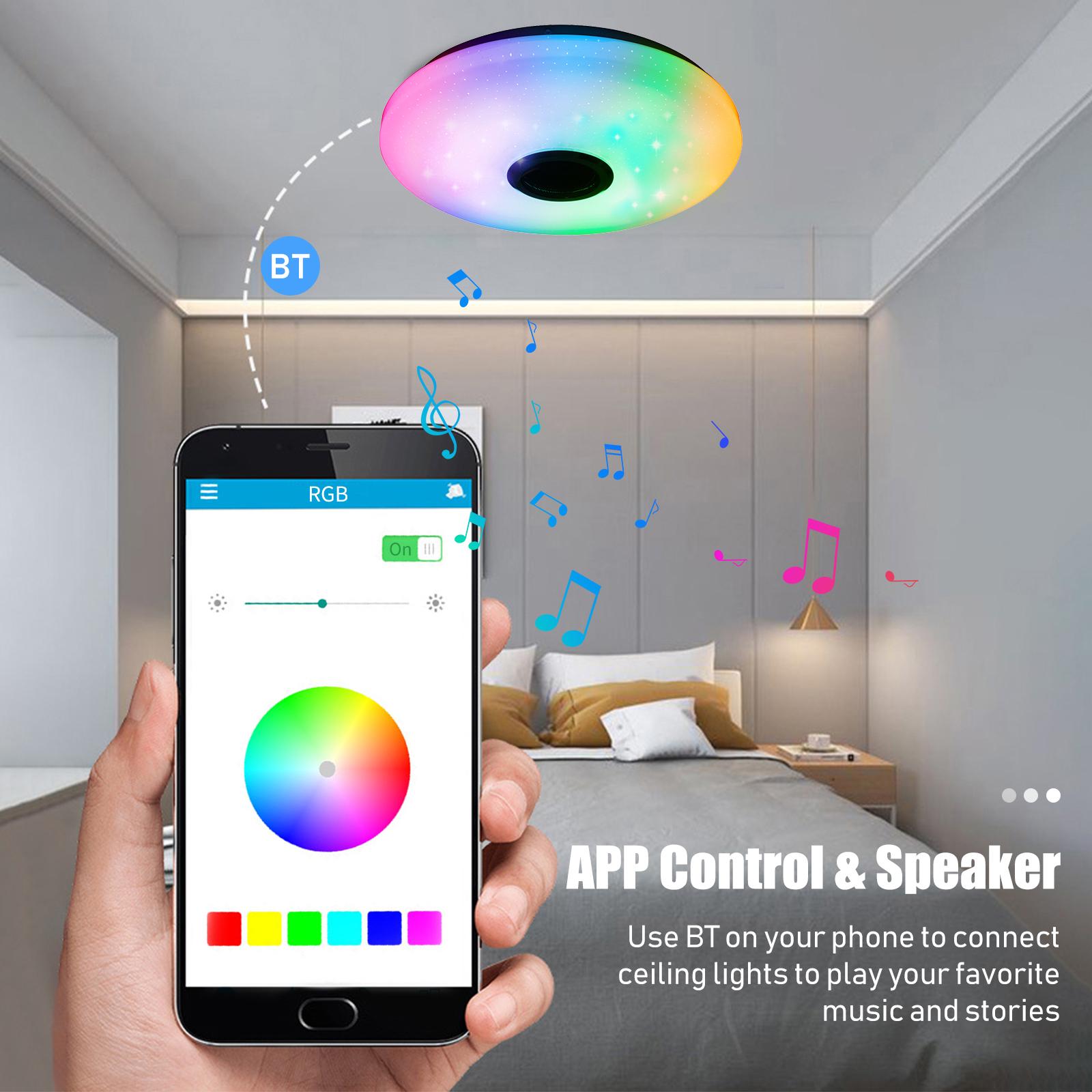 Đèn Trần Âm Nhạc Led Rgb Với Điều Khiển Ứng Dụng Loa Bt Điều Khiển Từ Xa