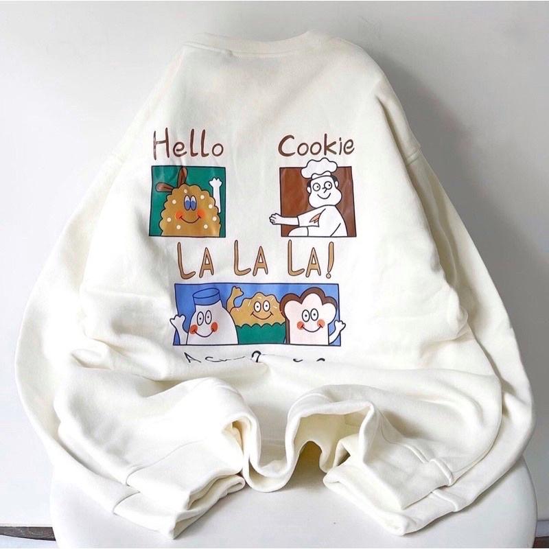 Áo Sweater Chữ Ngực COOKIE Form Rộng Tay Phồng Ulzzang