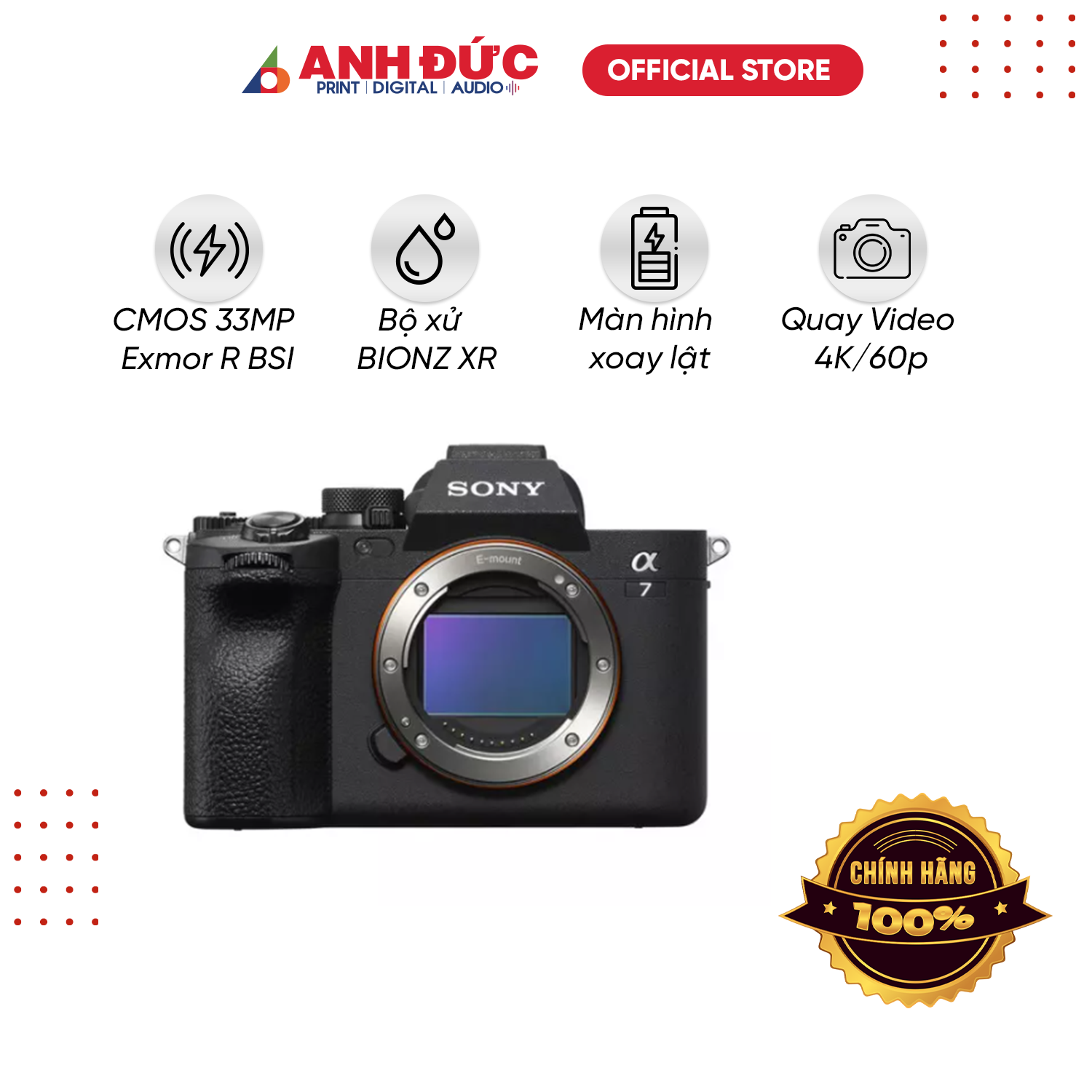 Máy ảnh Sony Alpha A7 IV - Hàng Chính Hãng