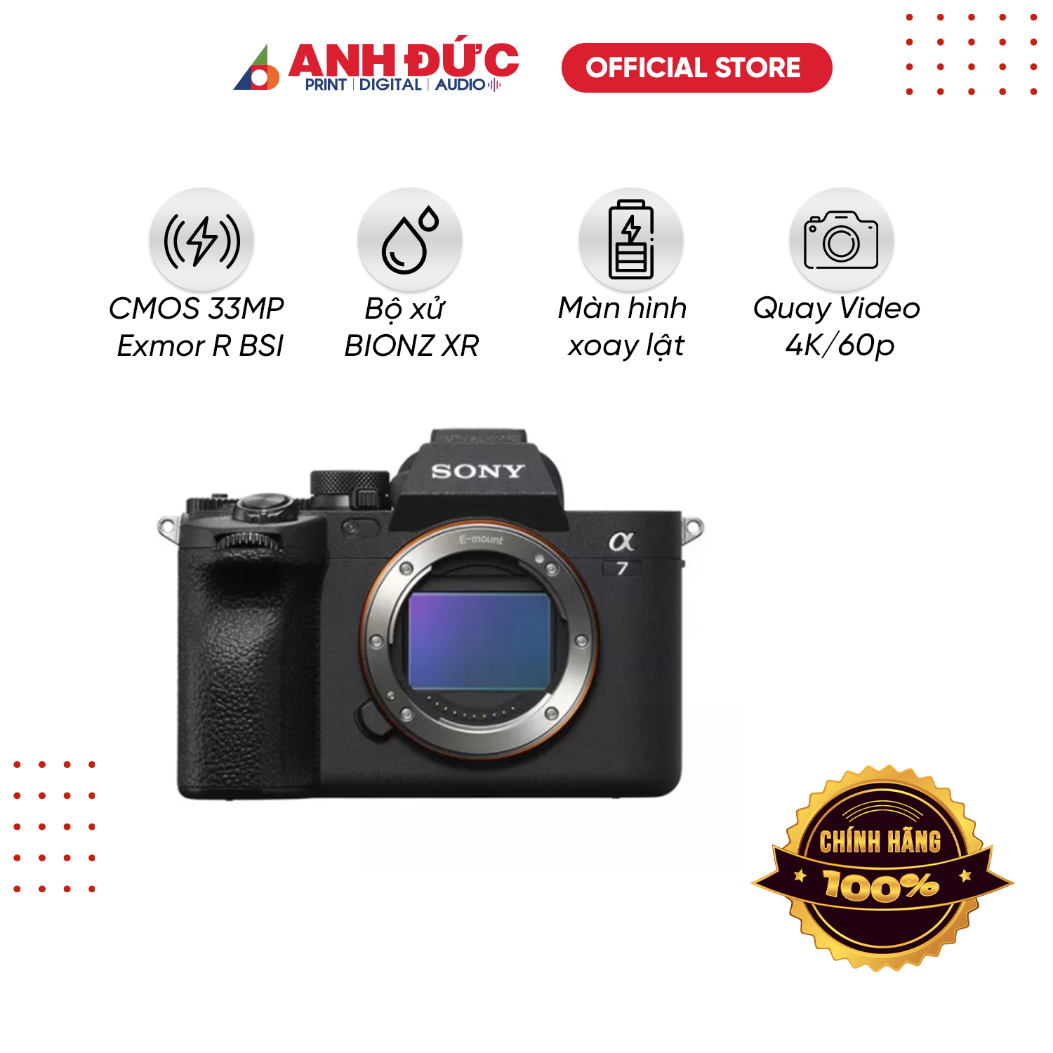 Máy ảnh Sony Alpha A7 IV - Hàng chính hãng nguyên seal