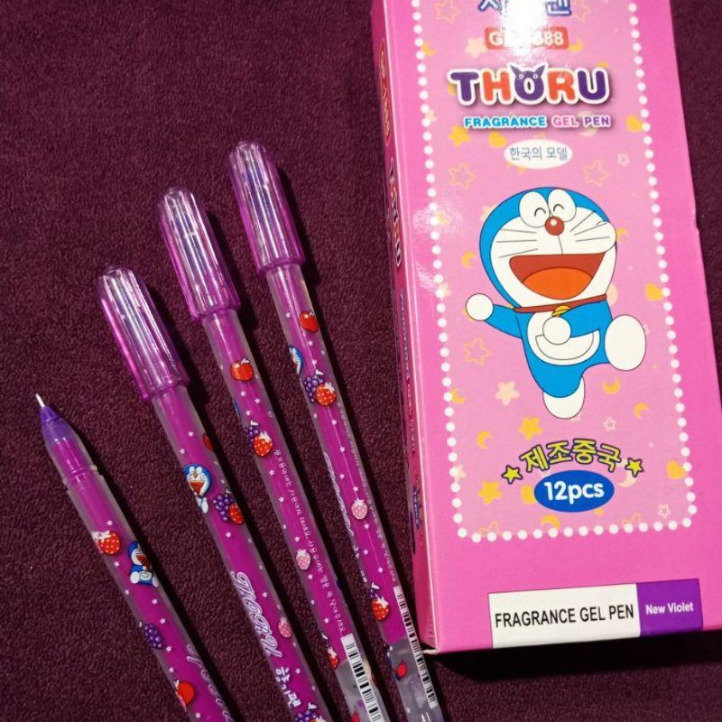 Hộp 12 cây bút gel TFORU Doreamon mực xanh và tím