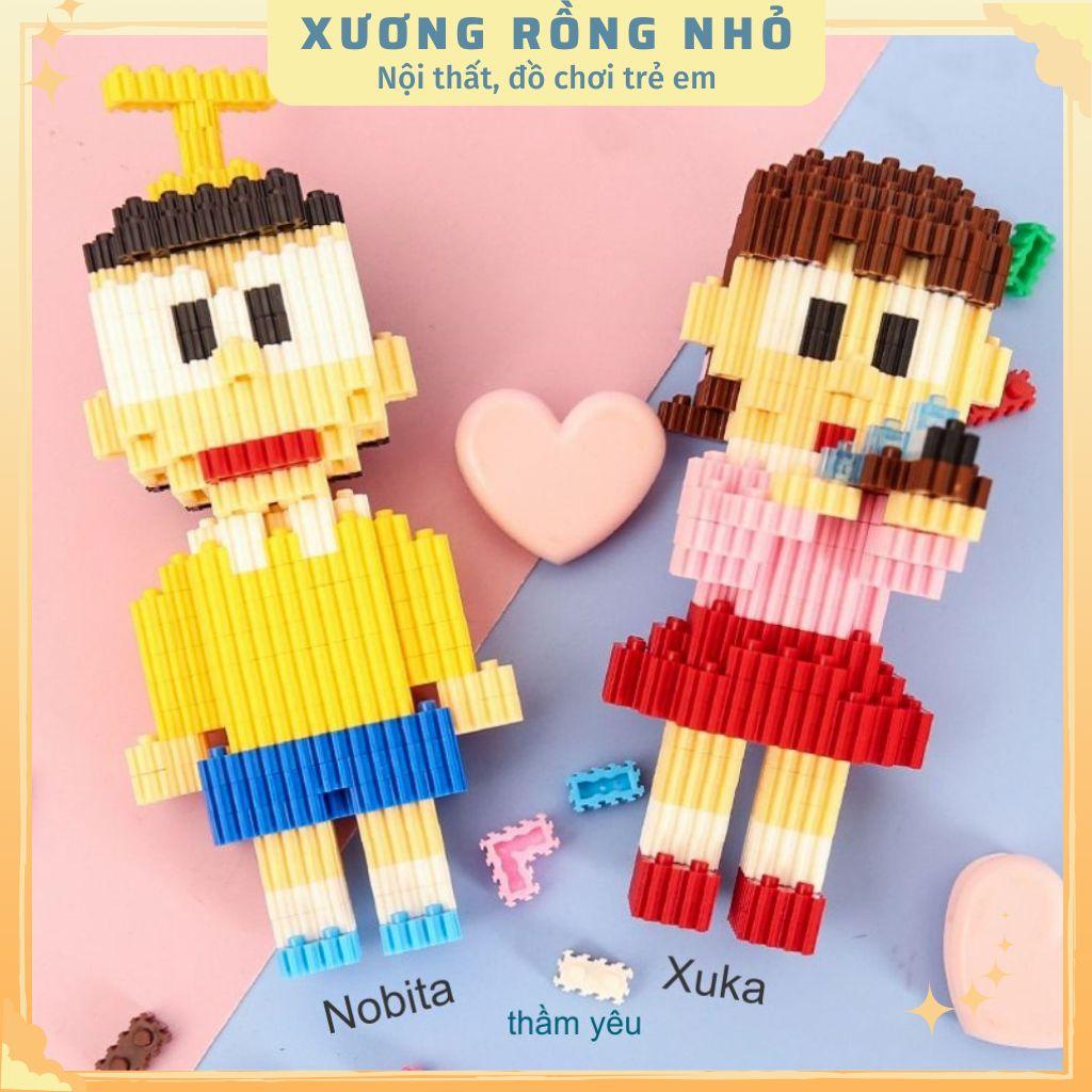 Xếp hình doraemon và những người bạn, Mô hình mini đồ chơi lắp ráp 3d hình các nhân vật hoạt hình