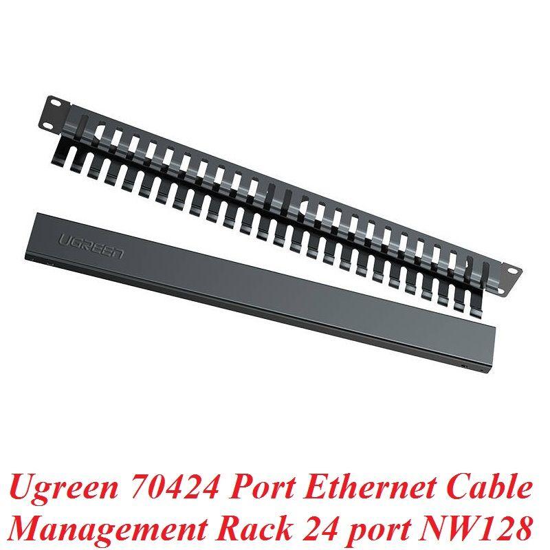 Ugreen UG70424NW128TK 24 cổng bộ kẹp dây cho Patch Panel RJ45 Management Rack màu đen - HÀNG CHÍNH HÃNG