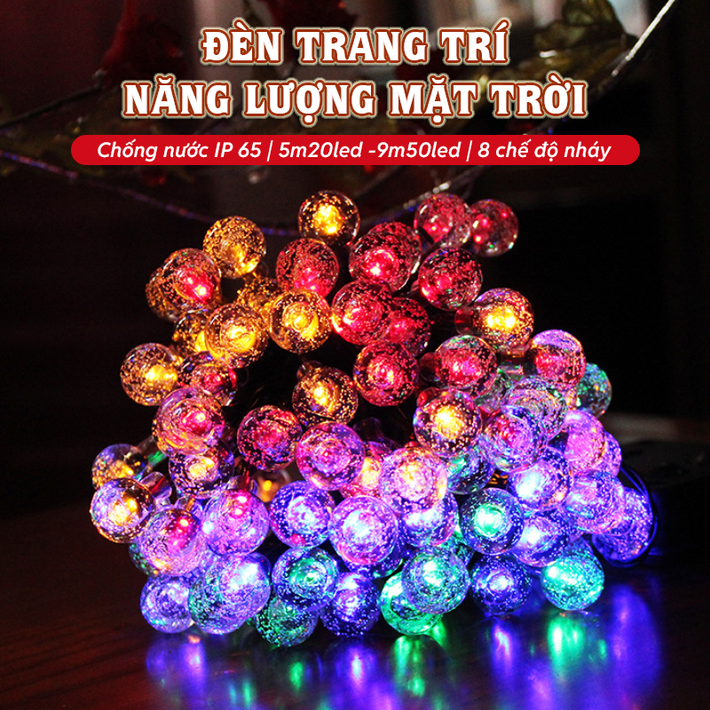 Đèn trang trí năng lượng mặt trời Dây đèn tròn, tích kiệm điện, bóng siêu sáng, chống thấm nước - DA3094