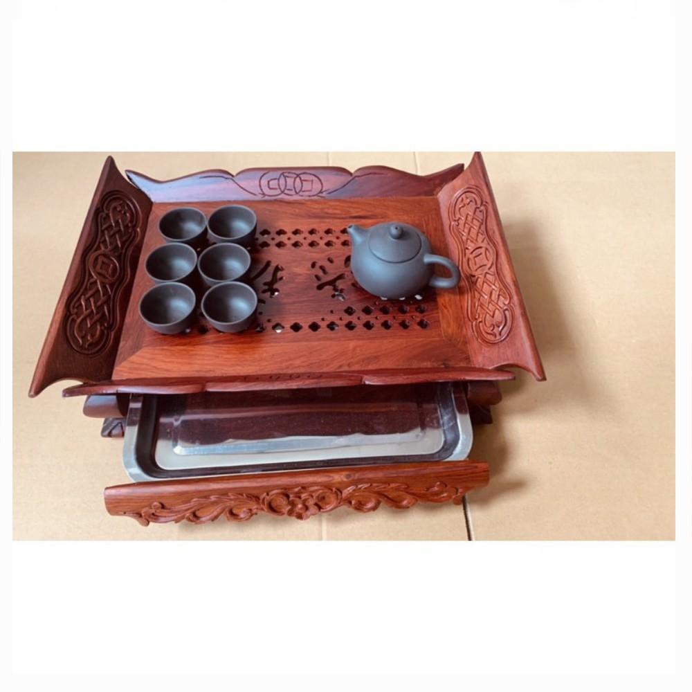 Khay trà thuyền,khay trà cổ điển gỗ hương