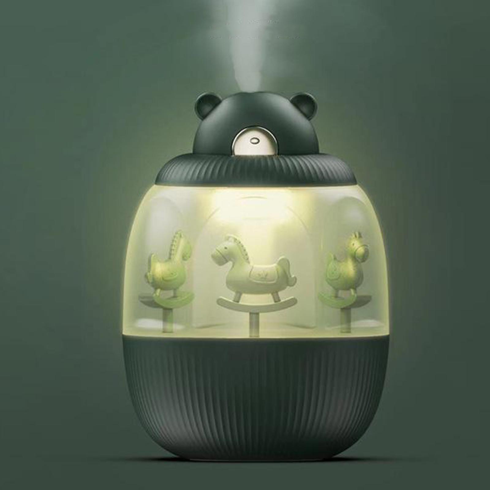 Carousel Music Box Small USB Air Humidifier with Light for Home Office Desk Decoration 7-Color LED Light Desk Humidifiers USB Powered