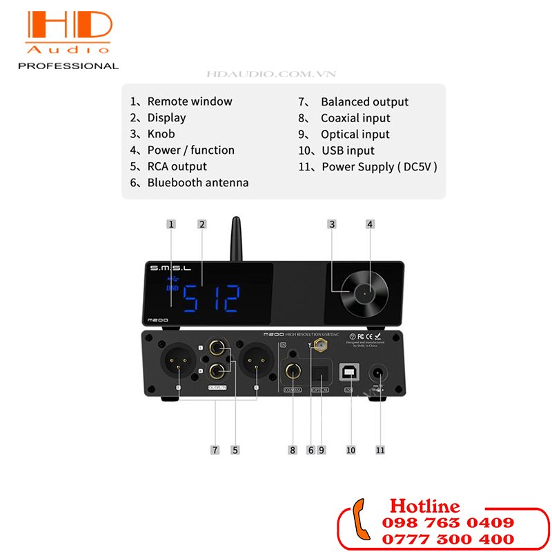 Giải Mã Âm Thanh DAC SMSL M200 - Hàng Chính Hãng