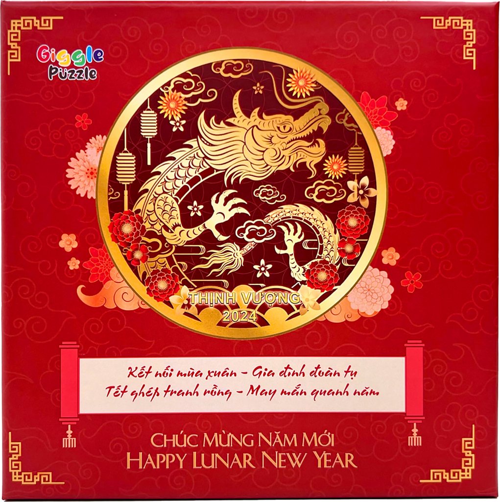 Xếp Hình Rồng 53 Miếng: Chúc mừng năm mới 2024 - Tranh treo trang trí - Năm Rồng - Year of The Dragon - Xếp Hình - Puzzle -Nguyễn Trắc