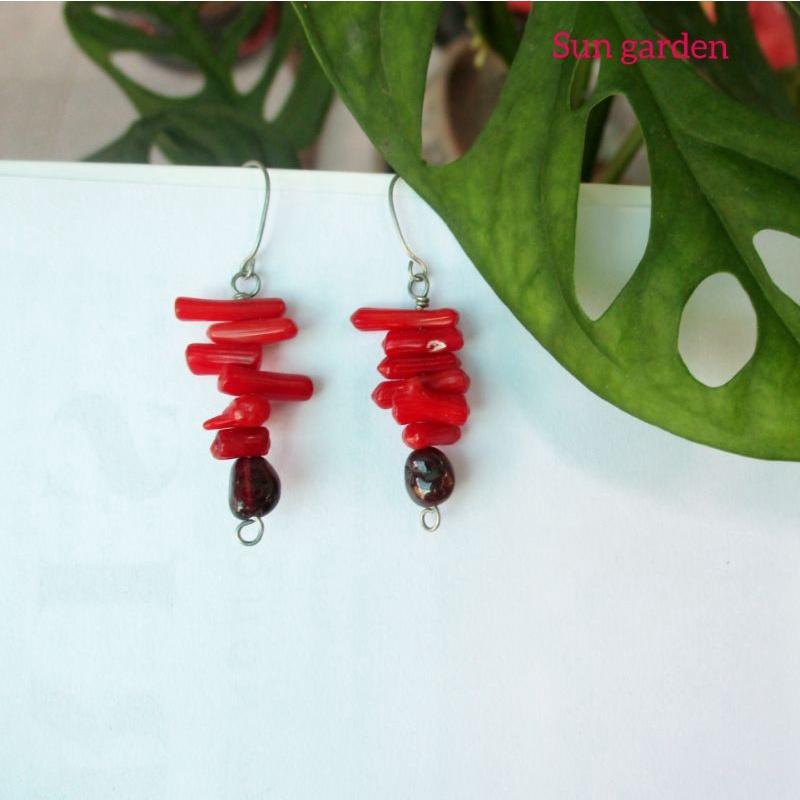 Bông tai san hô đỏ red caral