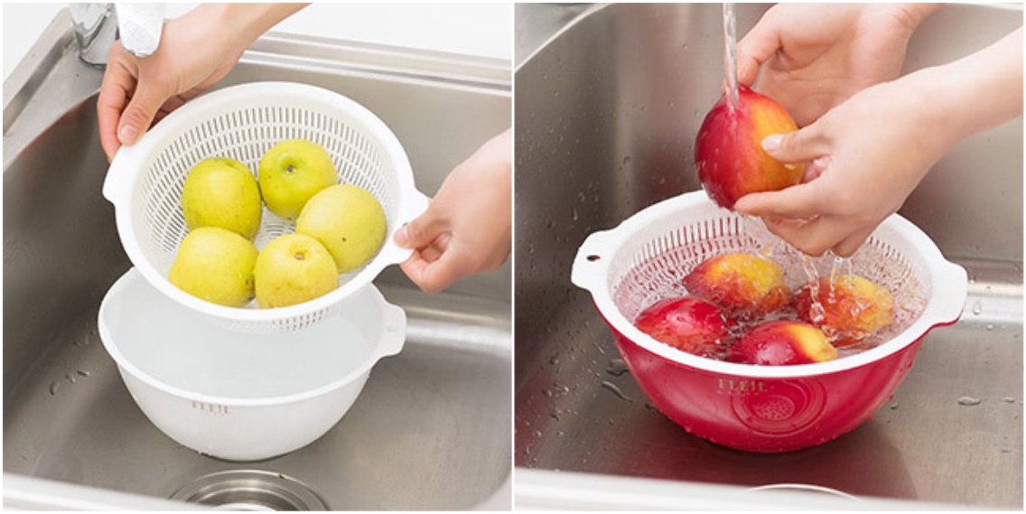 Rổ nhựa tròn cao cấp 2 lớp 1.5L đa năng - Nội địa Nhật Bản