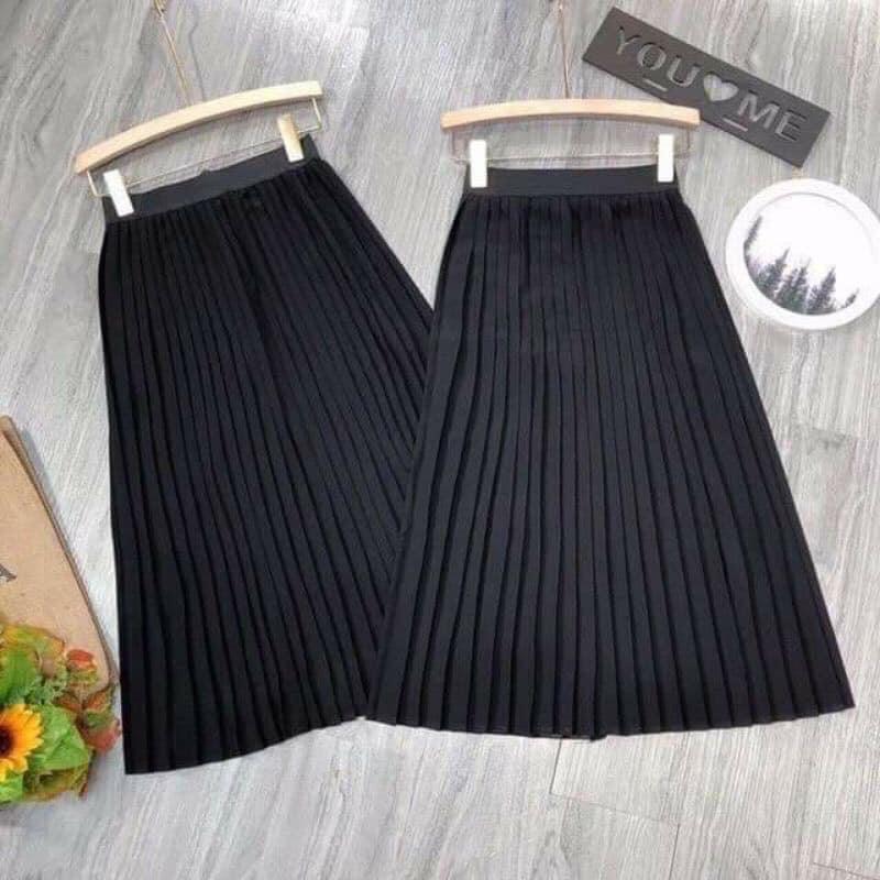 Chân váy dập li quốc dân cạp chun co giãn