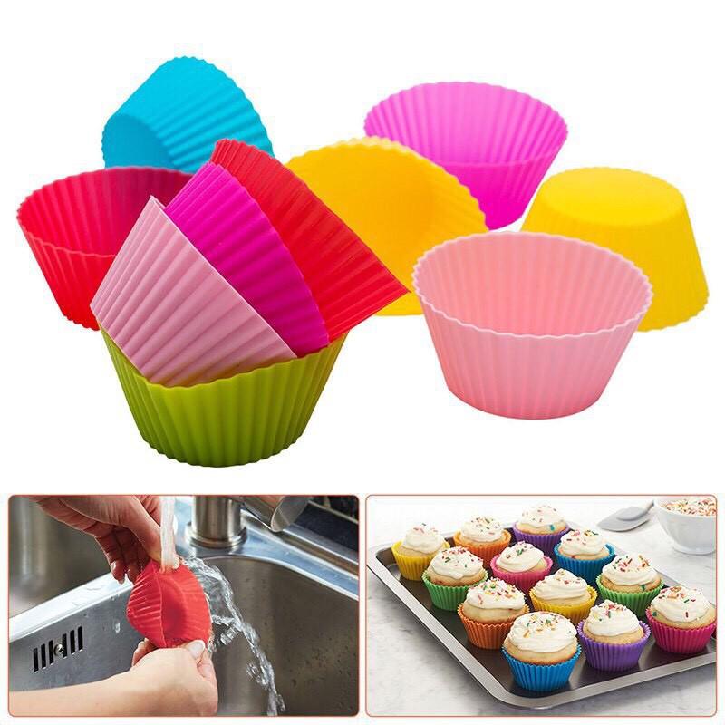 Combo 5 khuôn silicon tròn 7cm nướng bánh cupcake