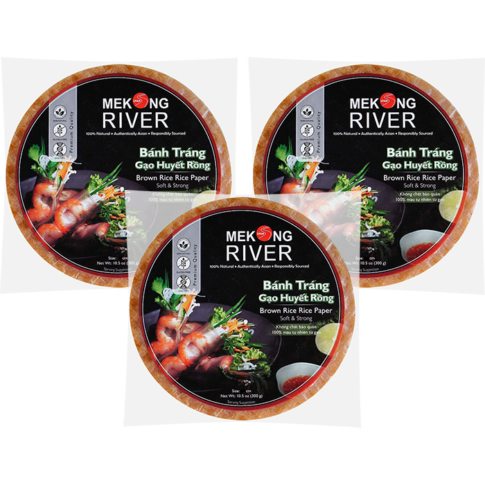 Combo 3 Túi Bánh Tráng Gạo Huyết Rồng MeKong River 22cm 300g