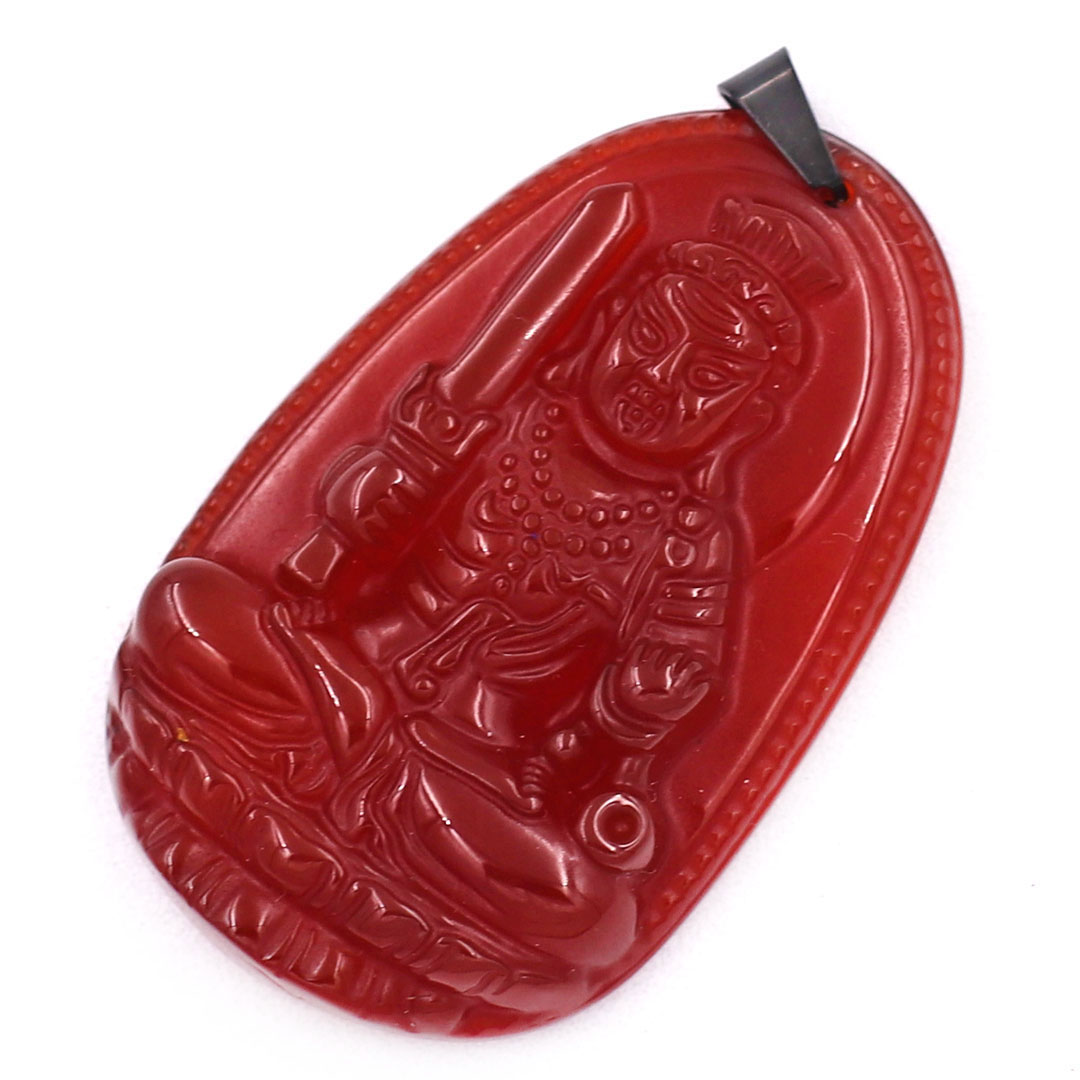 [Tuổi Dậu] Mặt Dây Chuyền Phật Bất Động Minh Vương Đá Mã Não Đỏ Size Nhỏ 3.6cm &amp; Size Lớn 4.5cm- Tặng Kèm Móc Inox - Phong Thủy 868 - May Mắn - Bình An