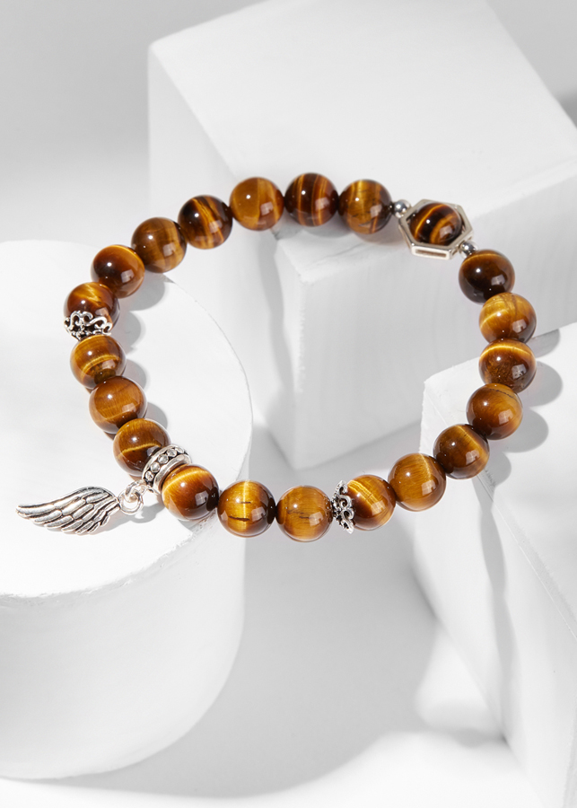 Vòng tay đá mắt hổ phối cánh bạc Ngọc Quý Gemstones