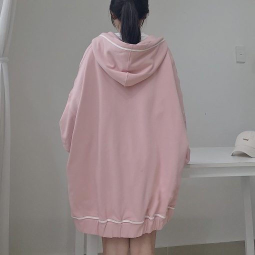 Áo khoác nỉ, áo kiểu dáng hoodie form rộng cho nữ chạy viền lạ mắt