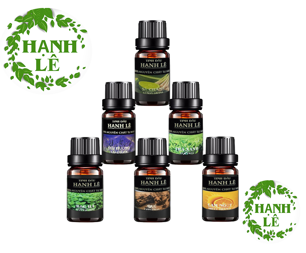 6 CHAI TINH DẦU 100% NGUYÊN CHẤT TỪ THIÊN NHIÊN (10ML): BẠC HÀ - QUẾ - CHANH SẢ - OẢI HƯƠNG - CAM NGỌT - TRÀ XANH